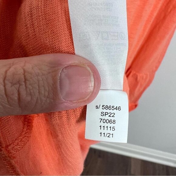 LOFT Womens Size Medium Light Orange Flutter Midi Dress NEW Cotton Lightweight - Picture 10 of 13